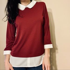 KARL LAGERFELD Collared Blouse with Lace Features